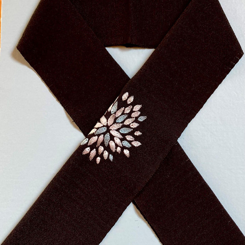 アンティーク夏の半衿 日本刺繍 紫陽花に舞う黒アゲハが素敵な絽縮緬の半衿 アンティーク夏の半衿 日本刺繍 紫陽花に舞う黒アゲハが素敵な絽