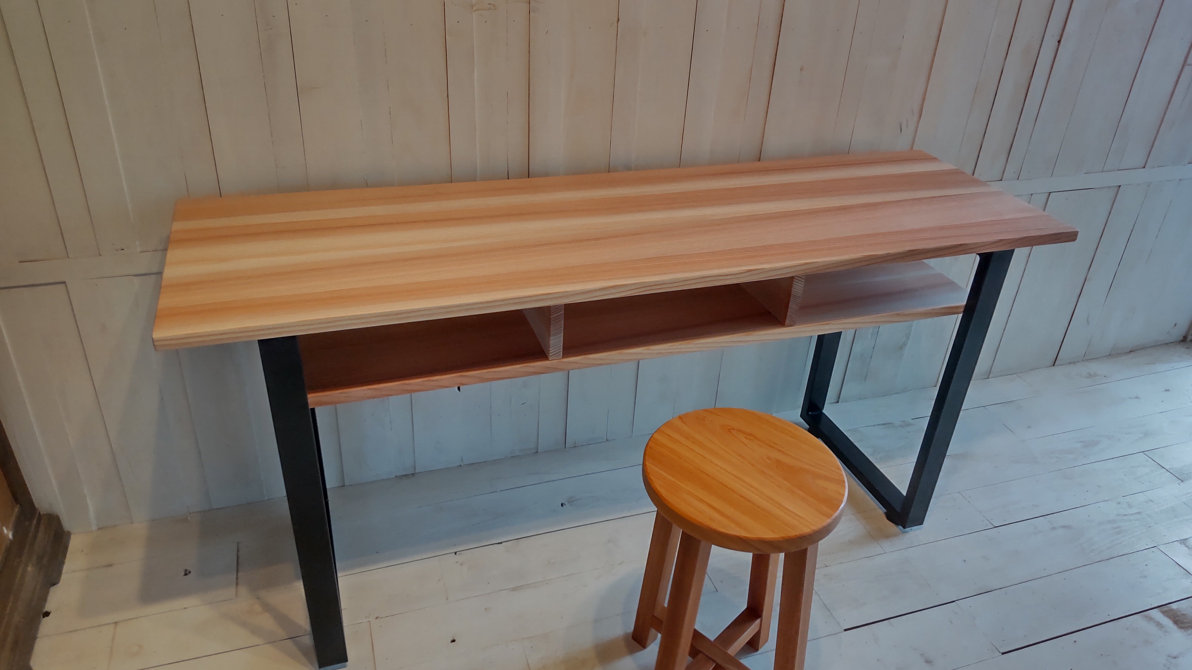 再販まつり2025　棚付き無垢材×アイアン脚デスク 27,548円
