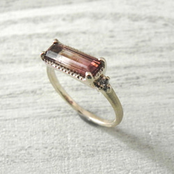 K10 春色ピンクグラデーションのトルマリンリング　ダイヤモンド 13枚目の画像