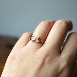 K10 春色ピンクグラデーションのトルマリンリング　ダイヤモンド 9枚目の画像