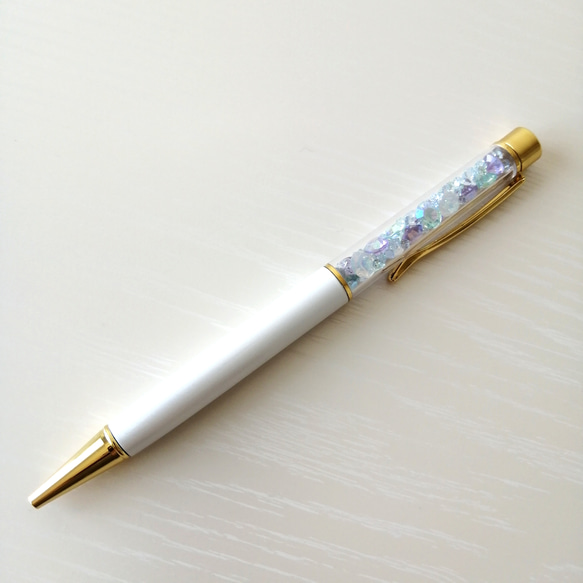 【キラキラ☆ジュエリービーズボールペン】【簡易ラッピング無料】プレゼントに❀　紫陽花カラー　ハーバリウムボールペン 7枚目の画像