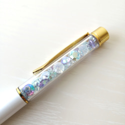 【キラキラ☆ジュエリービーズボールペン】【簡易ラッピング無料】プレゼントに❀　紫陽花カラー　ハーバリウムボールペン 8枚目の画像