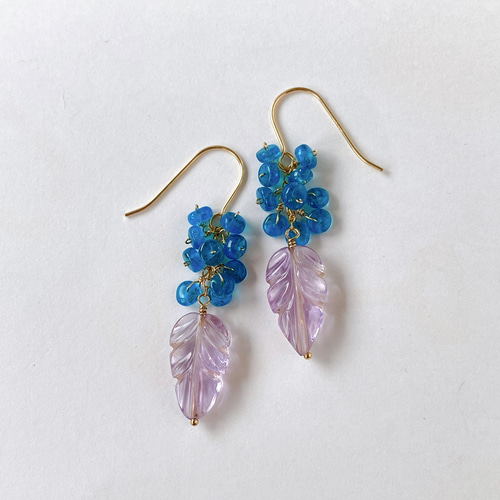 アメジスト リーフカービングピアス