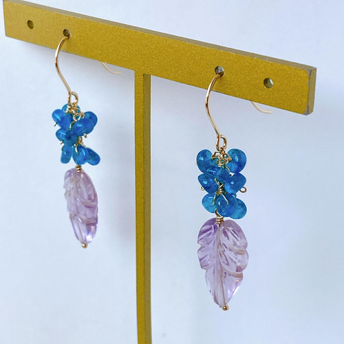 アメジスト リーフカービングピアス