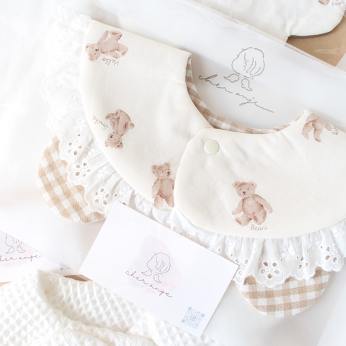 くま耳レーススタイ くま耳 まんまるレーススタイ スタイ・よだれかけ cher_ange_ 通販