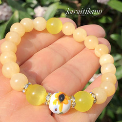 インパクト中心地濃厚エネルギー】 大玉 リビアングラス ブレスレット