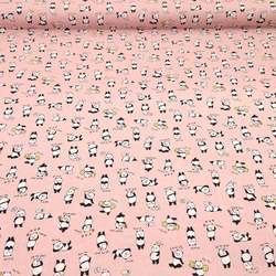 シーチング生地【50×110cm】 パンダの毎日 ぱんだ 可愛い 動物 小さい柄 布 入園入学 ピンク 3枚目の画像