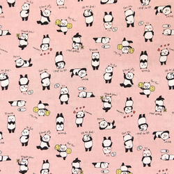 シーチング生地【50×110cm】 パンダの毎日 ぱんだ 可愛い 動物 小さい柄 布 入園入学 ピンク 2枚目の画像
