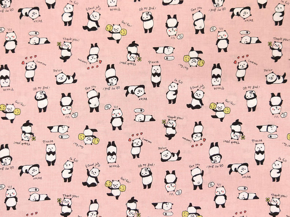 シーチング生地【50×110cm】 パンダの毎日 ぱんだ 可愛い 動物 小さい柄 布 入園入学 ピンク 2枚目の画像