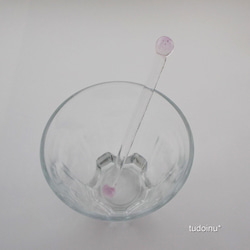 桜色　ピンク　ガラス　マドラー　おうち時間　サワー　短いマドラー 2枚目の画像