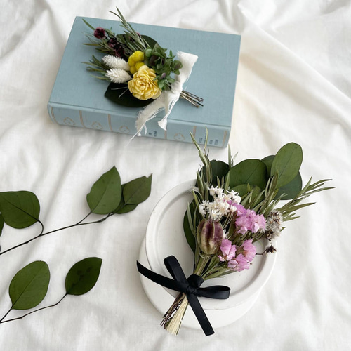 2点セット】プリザ＆ドライフラワーのリトルブーケ✳︎発表会・退職  