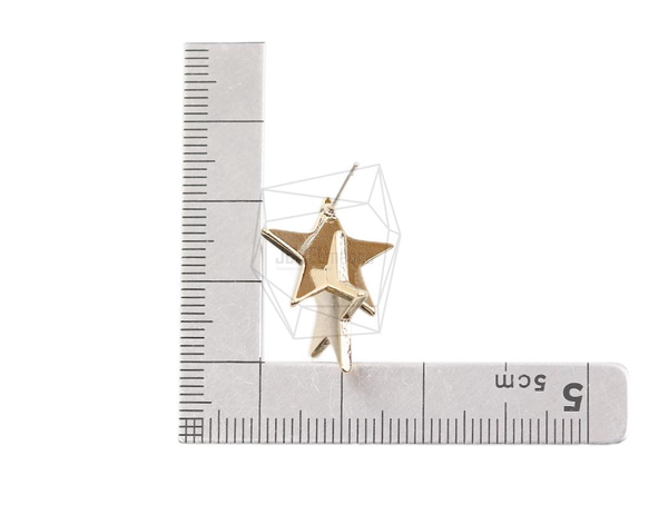 ERG-2005-G【2個入り】ダブルスターピアス,Double Star Earring Post 5枚目の画像