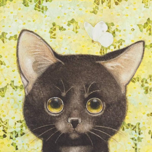 黒猫と菜の花とモンシロチョウと 「あなたの幸せが私の希望です