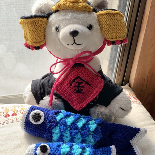 大きめ 子供の日 兜 五月人形 端午の節句 ハンドメイド 猫 犬 ハンドメイド こどもの日】猫・犬用 端午の節句帽子（兜）とスタイ（金太郎腹