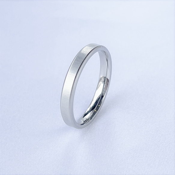 しっとり輝くペアリング  シルクマット  誕生石 刻印 ステンレス 指輪  ペア 名入れ 結婚指輪 マリッジリング 5枚目の画像