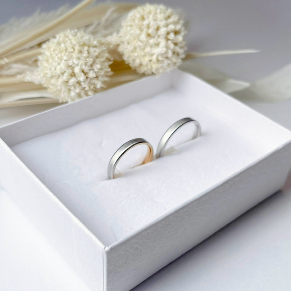 しっとり輝くペアリング  シルクマット  誕生石 刻印 ステンレス 指輪  ペア 名入れ 結婚指輪 マリッジリング 14枚目の画像