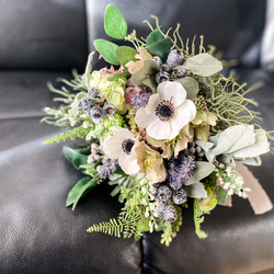 アーティフィシャルブーケ　＊＊アネモネ・ラベンダー・テトラゴナのナチュラルbouquet＊＊ 3枚目の画像