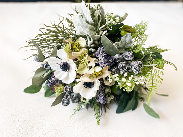 アーティフィシャルブーケ　＊＊アネモネ・ラベンダー・テトラゴナのナチュラルbouquet＊＊ 8枚目の画像