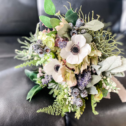 アーティフィシャルブーケ　＊＊アネモネ・ラベンダー・テトラゴナのナチュラルbouquet＊＊ 2枚目の画像