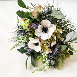 アーティフィシャルブーケ　＊＊アネモネ・ラベンダー・テトラゴナのナチュラルbouquet＊＊ 1枚目の画像