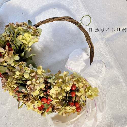 ドライフラワーリース＊ハンドメイド＊紫陽花あじさいリース＊フラワーリース⑲ standard_dryflower_010_004_120