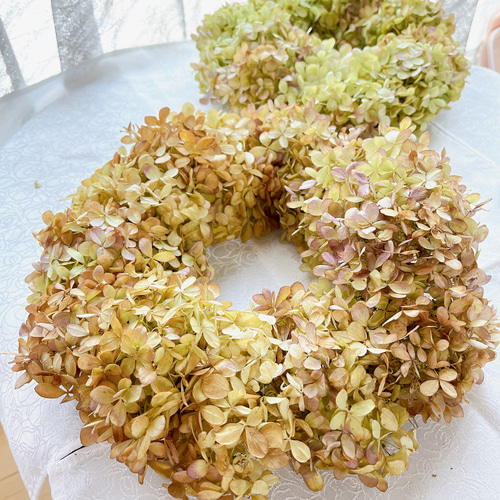 アナベル紫陽花リース 数量限定》アナベルのナチュラルリース Lサイズ happyクリスマス