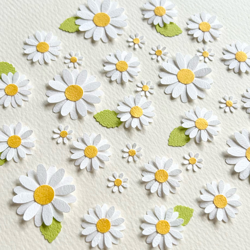 クラフトパンチお花と葉っぱのセット〜デイジー ペーパーフラワー 色紙