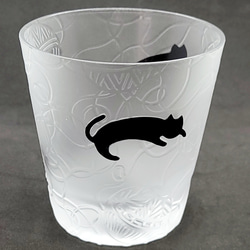 ★猫好きにはたまらない❣和風モダンな可愛い黒猫★ロックグラス 2枚目の画像