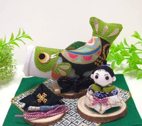 ちりめん細工歳時記 ✾端午の節句✾ こどもの日のお祝い 新緑色の