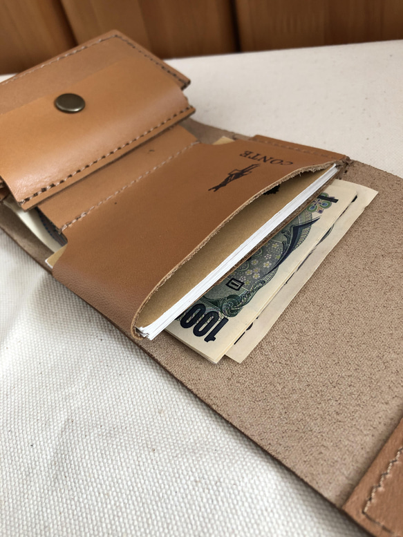 三つ折り財布  コンパクト財布 姫路レザー 本革 5枚目の画像