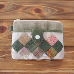 クレイジーキルトのシェル型キルトポーチ(ブルー) ポーチ キルト和