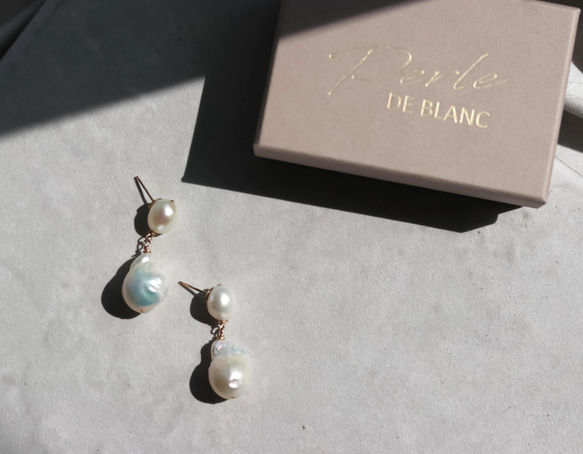 oyster pearl drop 14kgf・K18ピアス/イヤリング【Perle de blanc Jewelry】 2枚目の画像