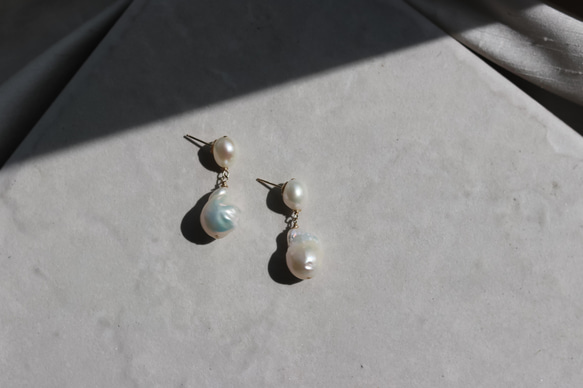 oyster pearl drop 14kgf・K18ピアス/イヤリング【Perle de blanc Jewelry】 7枚目の画像