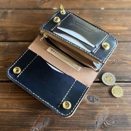 ヌメ革/丘染めD.NAVY ミドルトラッカーウォレット-02 42talon ヌメ革/丘染めD.NAVY ミドルトラッカーウォレット-02 42talon