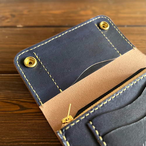 ヌメ革/丘染めD.NAVY ミドルトラッカーウォレット-02 42talon ヌメ革/丘染めD.NAVY ミドルトラッカーウォレット-02 42talon