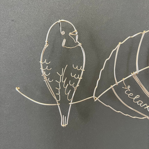 ひとやすみインコ〈 relax 〉 ワイヤーアート 5枚目の画像