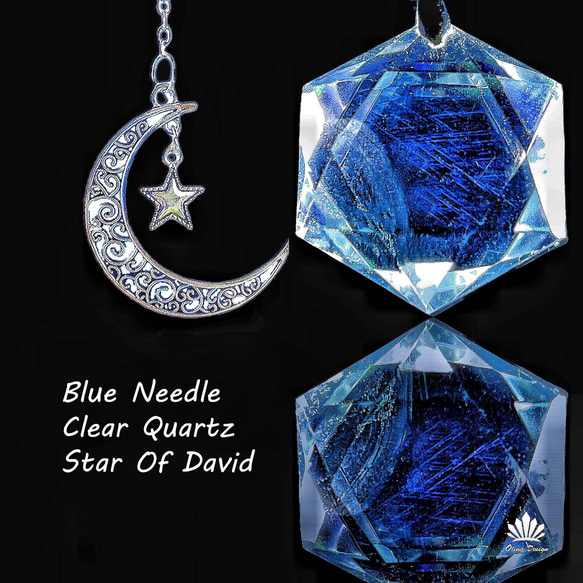 OLINA DESIGN純天然 藍針白水晶/藍針茶晶天使淚/單尖項鍊Blue Needle Pendulum 第4張的照片