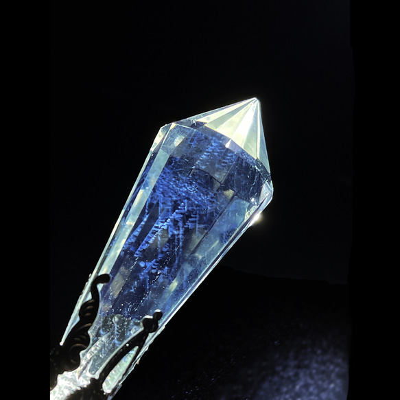 OLINA DESIGN純天然 藍針白水晶/藍針茶晶天使淚/單尖項鍊Blue Needle Pendulum 第2張的照片