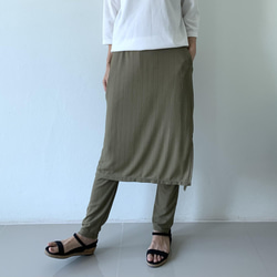 春夏 カーキ色　とろみ素材  レギンス&スカートのボトムス  一枚で履ける  LGSKTR 6枚目の画像