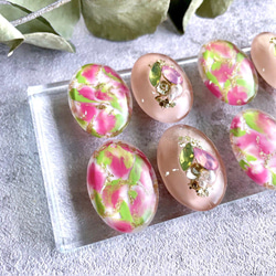 glass oval pink tulip nuance Earrings 11枚目の画像