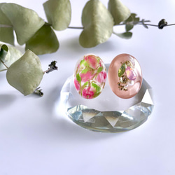 glass oval pink tulip nuance Earrings 13枚目の画像