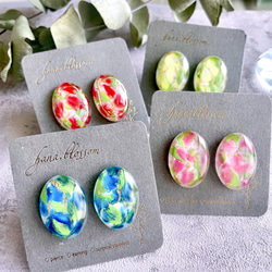 glass oval tulip color Earrings 20枚目の画像