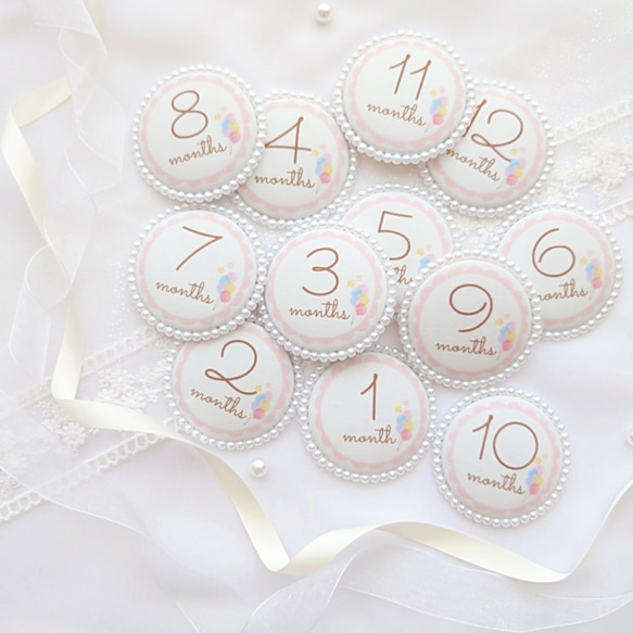 【全3色】♡月齢ロゼット♡ Balloon＆Bear 月齢カード 月齢フォト ニューボーン 13枚目の画像