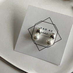 【送料無料】silver double ball pierce  貝パールピアス/イヤリング(ノンホールピアス変更可) 16枚目の画像