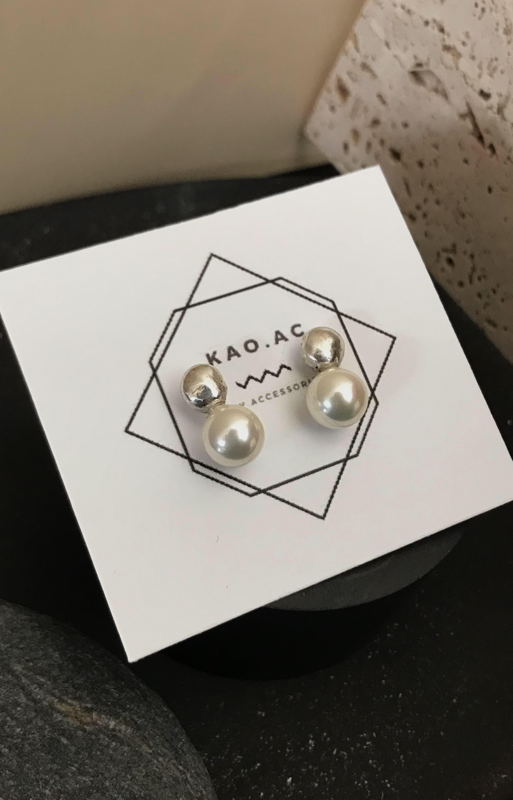 【送料無料】silver950 double ball pierce  パール　ピアス/樹脂イヤリング　シルバー　ボール