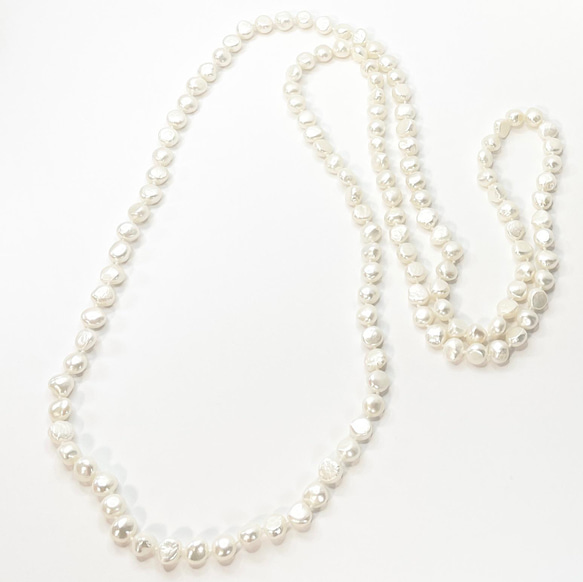 淡水パール バロック スマホストラップ チェーン ホワイト 1連 本真珠 素材 パーツ p062 6枚目の画像