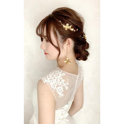 MA90ヘッドドレス ブライダル ヘアアクセサリー リーフ カチューシャ ゴールド  結婚式 花嫁　 4枚目の画像