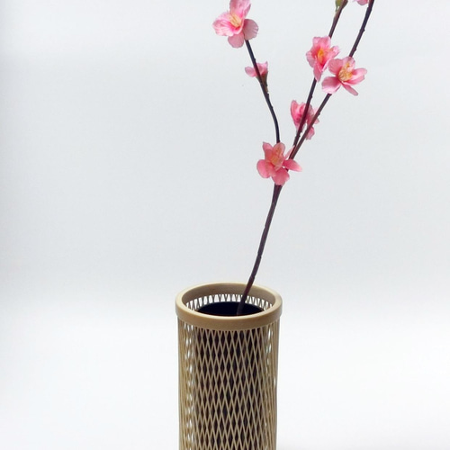駿河竹千筋細工 優花 16 クロス さらし 伝統工芸の竹細工 一輪挿し