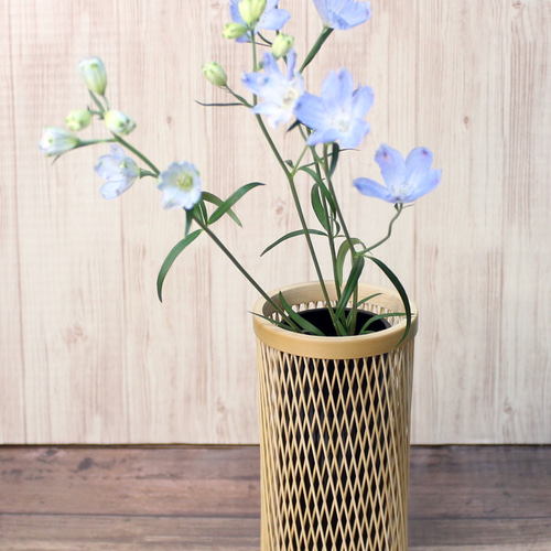 駿河竹千筋細工 優花 16 クロス さらし 伝統工芸の竹細工 一輪挿し