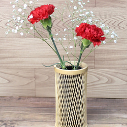 駿河竹千筋細工 優花 16 クロス さらし 伝統工芸の竹細工 一輪挿し